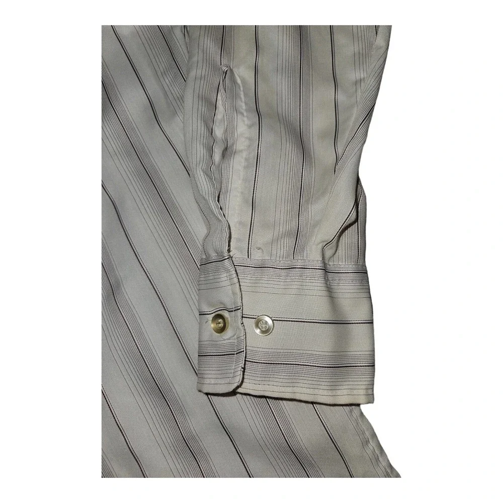 Vintage Montgomery Ward Button Up Shirt 32/33 Men's White w/Brown Stripes - Picture 4 of 6